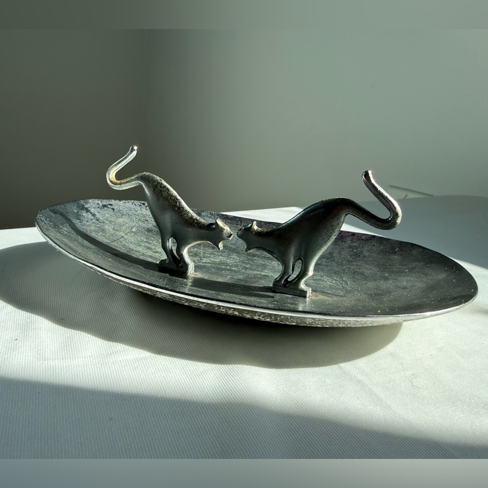 Vintage R.R Hutcheson Pinchrette Art Deco Cat Chrome Ashtray-1933